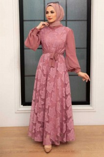Woman Clothing - Dusty Rose Hijab Dress 100341503 - Turkey