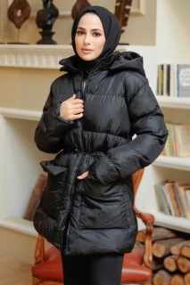 Outwear - حجاب أسود معطف قابل للنفخ 100344932 - Turkey