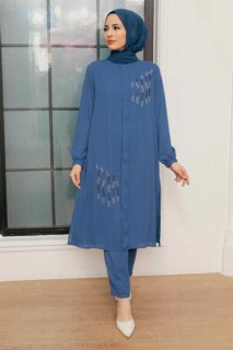 Cloth set - İndigo Blue Hijab Suit Dress 100340833 - Turkey