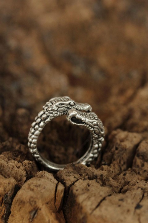 Silver Rings 925 - Adjustable Snake Head Design Men's Ring 100319123 - Turkey