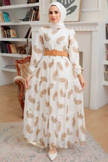 Daily Dress - Biscuit Hijab Dress 100341289 - Turkey