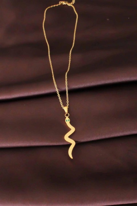Snake Figure Gold Color Steel Women's Necklace 100327498