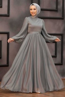 Wedding & Evening - Mint Lila Hijab Evening Dress 100336915 - Turkey