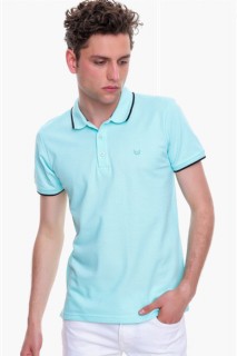 Men's Light Green Basic Polo Neck No Pocket Dynamic Fit Comfortable Fit T-Shirt 100351220
