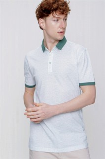Top Wear - Men's Light Green Polo Collar Printed Dynamic Fit Comfortable T-Shirt 100350722 - Turkey
