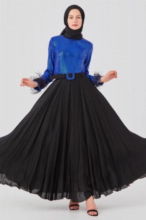 Daily Dress - Women's Sleeves Tasseled Sequined Sequin Evening Dress 100342706 - Turkey