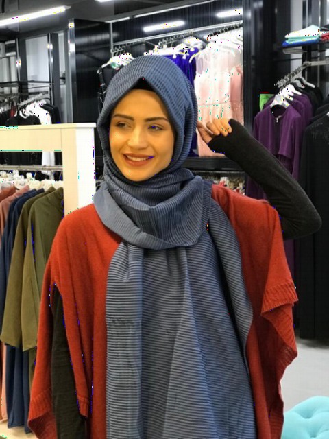 Woman Hijab & Scarf - Blue grey  - code: 09-05 100294017 - Turkey