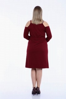 Plus Size Short Flexible And Lycra Dress Claret Red 100276686