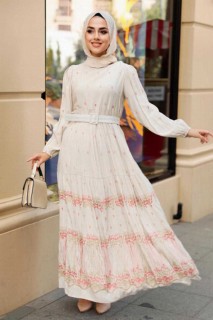 Clothes - Lachsrosa Hijab-Kleid 100341666 - Turkey