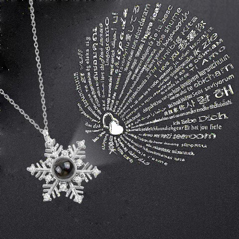 I Love You In A Hundred Languages ​​Snowflake Model Silver Necklace Gold 100347800