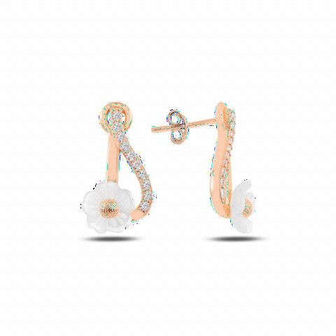 jewelry - نموذج زهرة حلق لؤلؤي أقراط فضية اللون وردي 100347123 - Turkey