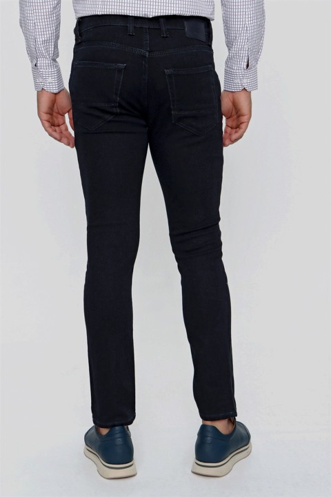 Men's Navy Blue Soldier Cotton 5 Pocket Slim Fit Slim Fit Jeans 100350969