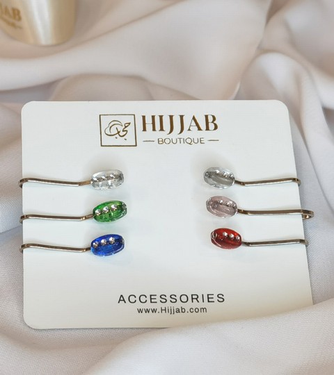 Hijab Accessories - 6 pcs Muslim Hijab Clip Scarf 100298849 - Turkey