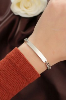 Woman - Steel Silver Color Flat Plate Detail Chain Bracelet 100319922 - Turkey