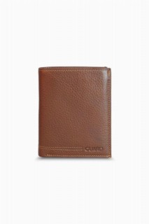 Wallet - Multi-Compartment Vertical Tan Leather Men's Wallet 100345295 - Turkey