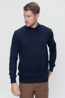 Men's Indigo Dynamic Fit Comfortable Cut Basic Half Turtleneck Knitwear Sweater 100345138