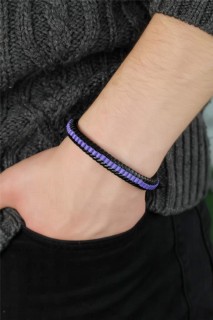 Men - Purple Leather Men's Bracelet 100318829 - Turkey