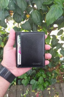 Wallet - Black Leather Men's Wallet 100345772 - Turkey