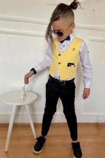 Boy's Cepken Vest Bowtie Yellow Top and Bottom Set 100328322