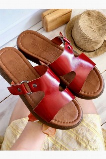 Fedra Red Leather Slippers 100343437