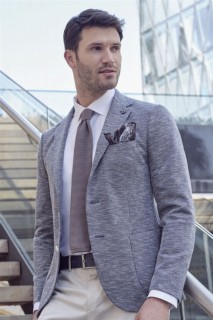 Men - Men's Indigo Enrico Knitted Slim Fit Jacket 100350913 - Turkey