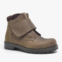 Boots - لون الرمل فرو داخل بوت جلد طبيعي للأولاد من الفيلكرو 100278747 - Turkey