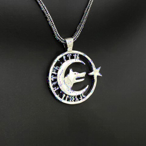 Necklace - Bozkurt Göktürk Turkish Written Silver Necklace 100350334 - Turkey
