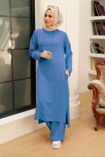 Cloth set - İndigo Blue Hijab Suit Dress 100340542 - Turkey