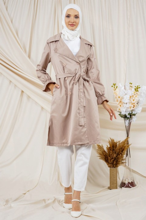 Trench Coat - Women's Double Breasted Collar Trench Coat 100342715 - Turkey