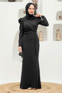 Evening & Party Dresses - Black Hijab Evening Dress 100339304 - Turkey