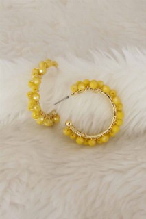 Earrings - Yellow Color Crystal Knitted Beads Women Earrings 100327555 - Turkey