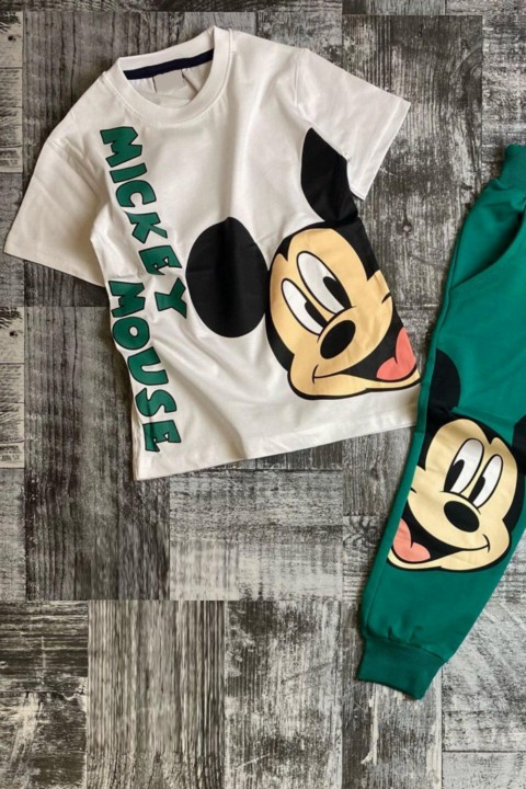 Boy's Mickey Mouse Printed 2-Pack Green Tracksuit Set 100327175