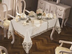 Table Cover Set - Gonca Table Cloth 26 Pieces Cream 100260097 - Turkey