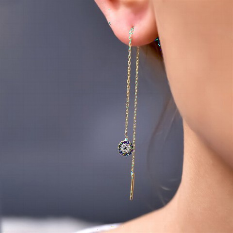 Earrings - حلق بسلسلة متدلية بخرز عين الشر 100350059 - Turkey
