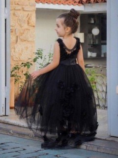 Girl Rose Detailed Black Evening Dress 100326715