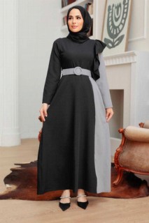 Clothes - Grey Hijab Dress 100341213 - Turkey