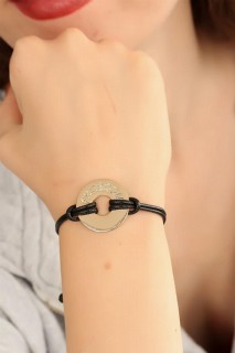 Woman - FREEDOM (Free) Black Leather Corded Unisex Mood Bracelet 100318844 - Turkey