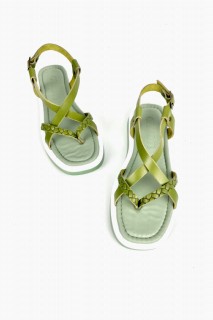 Grace Mind Green Leather Sandals 100344384