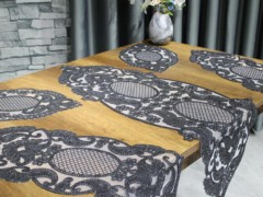 Living room Table Set - Sueda Embroidered Bedroom and Living Room Set Cappucino 100331216 - Turkey