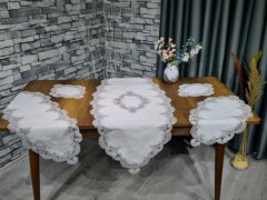 Living room Table Set - Dowry Land Sofia 5 Piece Linen Living Room Set Cream 100331188 - Turkey