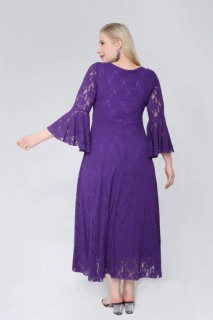 Plus Size Full Lace Dress With Ruffled Sleeves 100276645