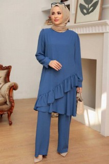 Cloth set - İndigo Blue Hijab Suit Dress 100341073 - Turkey