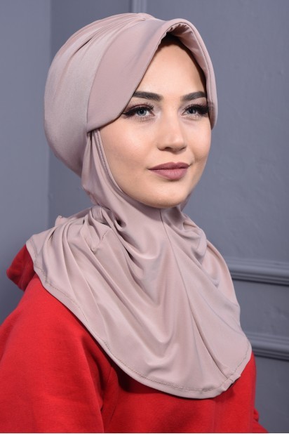 Woman Bonnet & Hijab - وشاح قبعة رياضية بيج - Turkey
