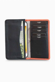 Guard Orange Black Leather Portfolio Wallet with Phone Entry 100345764