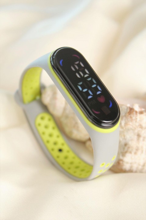 Watchs - Gray Green Color Silicone Band Adjustable Digital Led Display Clock 100320074 - Turkey