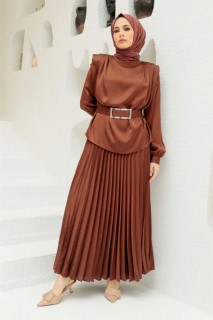 Evening & Party Dresses - Robe tailleur hijab marron 100340311 - Turkey