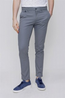 pants - Men's Gray Cotton Jacquard Slim Fit Slim Fit Side Pocket Trousers 100351379 - Turkey
