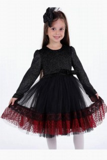 Girl Clothing - فستان سهرة أسود لامع مزين بتنورة بناتي 100327081 - Turkey