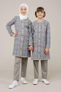 Cloth set - Junior Check Patterned Top and Bottom Set 100325669 - Turkey