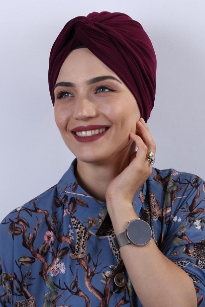 Woman Bonnet & Turban - Emballage Bonnet Prune - Turkey
